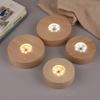 8cm Round Wooden LED Light Dispaly Base Stand Holder able Night Lamp Base Crystal Glass Resin Art Ornaments