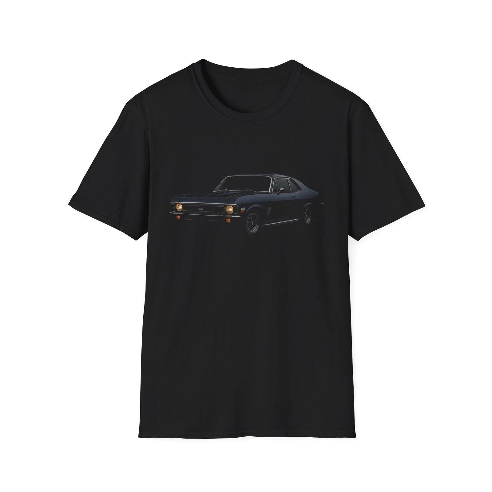 1970 Chevy Nova SS T-Shirt Black Muscle Car Tee Vintage Street Machine Graphic XXXL