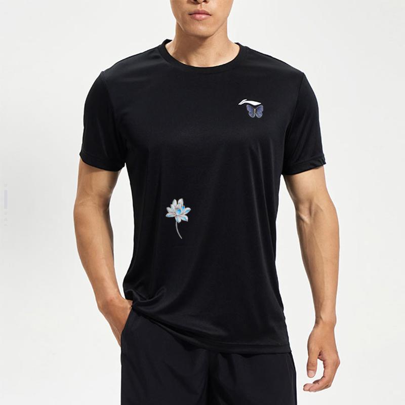 Li Ning Training Series Trendy Solid Color Logo Breathable Sports Short Sleeve T-Shirt Unisex T-Shirts Black ATSS463-1(TEAM702-3.4.18)