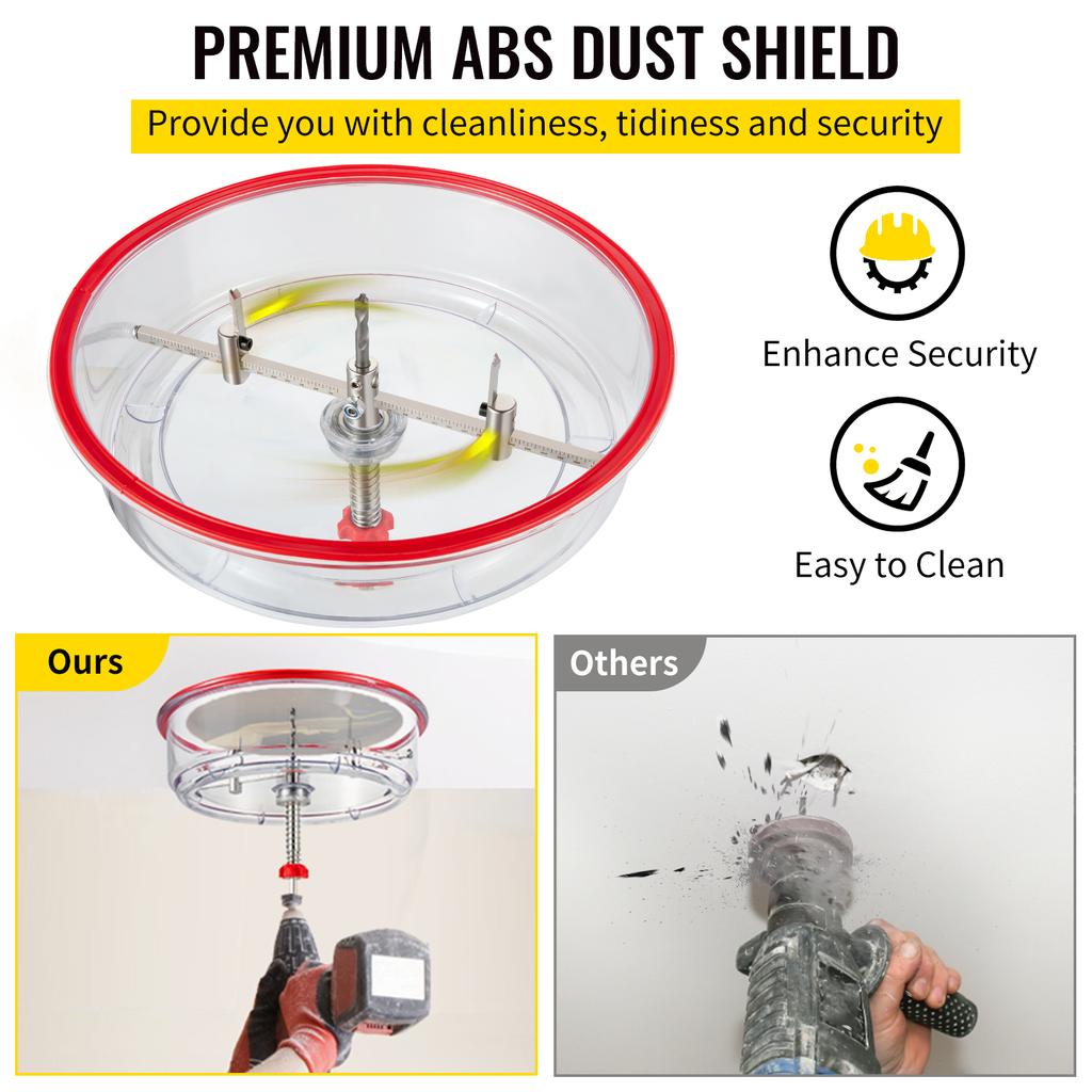 SucceBuy Adjustable Steel Hole Saw Cutter Kit 40-200mm w/ Shield Hole Cutter Drill Bit DIY Tool Sheetrock Veneer Slate