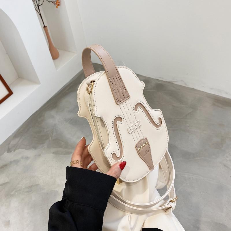 1pc Violin Shaped Crossbody Bag  Creative Sling Backpack  Trendy PU Leather Shoulder Bag