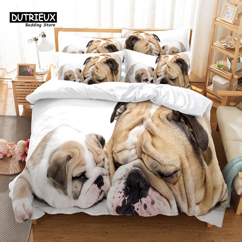 Warm Modern Puppy 3Pcs Soft Comfortable Breathable For Bedroom Guest Room Decor Quilt