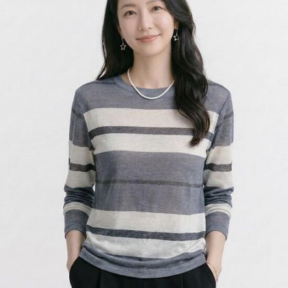 Navava Casual STriped Color Block Round Neck Long Sleeve T shirT Nk3603