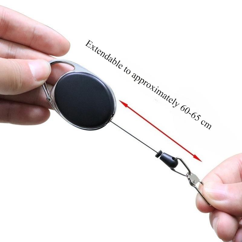 2-4Pcs Retractable Key Chain Fly Fishing Zinger Reel Badge Holder Quick Release Spring Clip Fishing Accessories