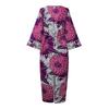 Plus Size Womens Casual Round Neck Long Sleeve Floral Printing Long Oversized Dress