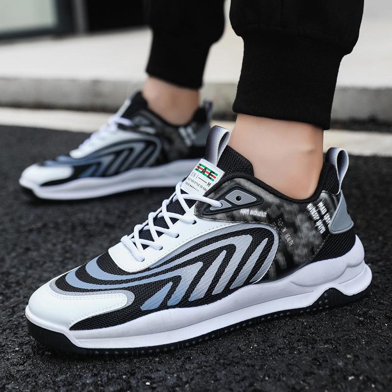 Fashion New breathable fabric casual shoes for spring and summer, comfortable flat bottom anti slip basketball sports men's shoes