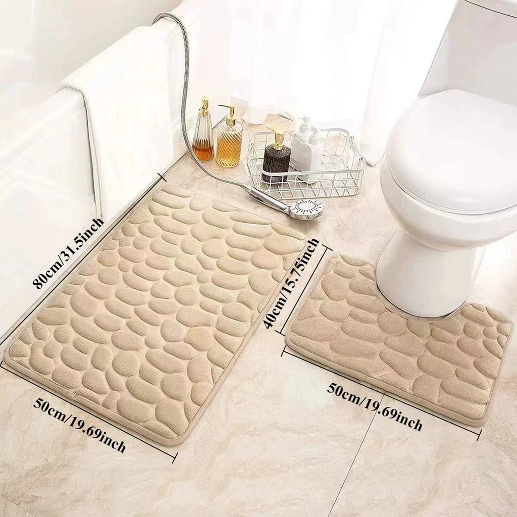 Pebble Embossed Bath Mat Super Absorbent Quick-Dry Thickened Comfortable Toilet Non-slip Floor Mat Machine-Washable Home Decor