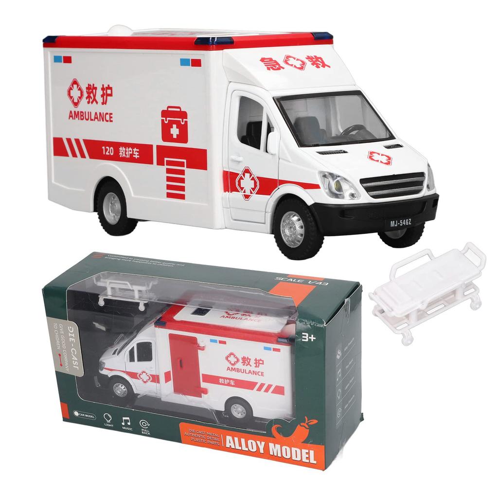 Ambulance Toy Rescue Ambulance Friction Powered Light and Sound Kids Toy Car Emergency Vehicle Push Pretend Play