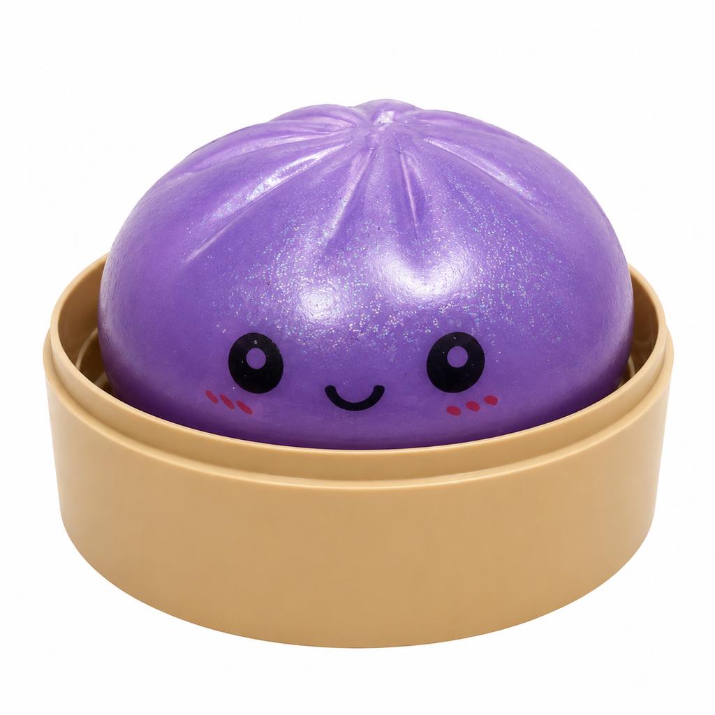 Squishy Steamed Bun Toy with Soft Foam Material Slow Rising Texture for Stress Relief and Sensory Play in Round Container