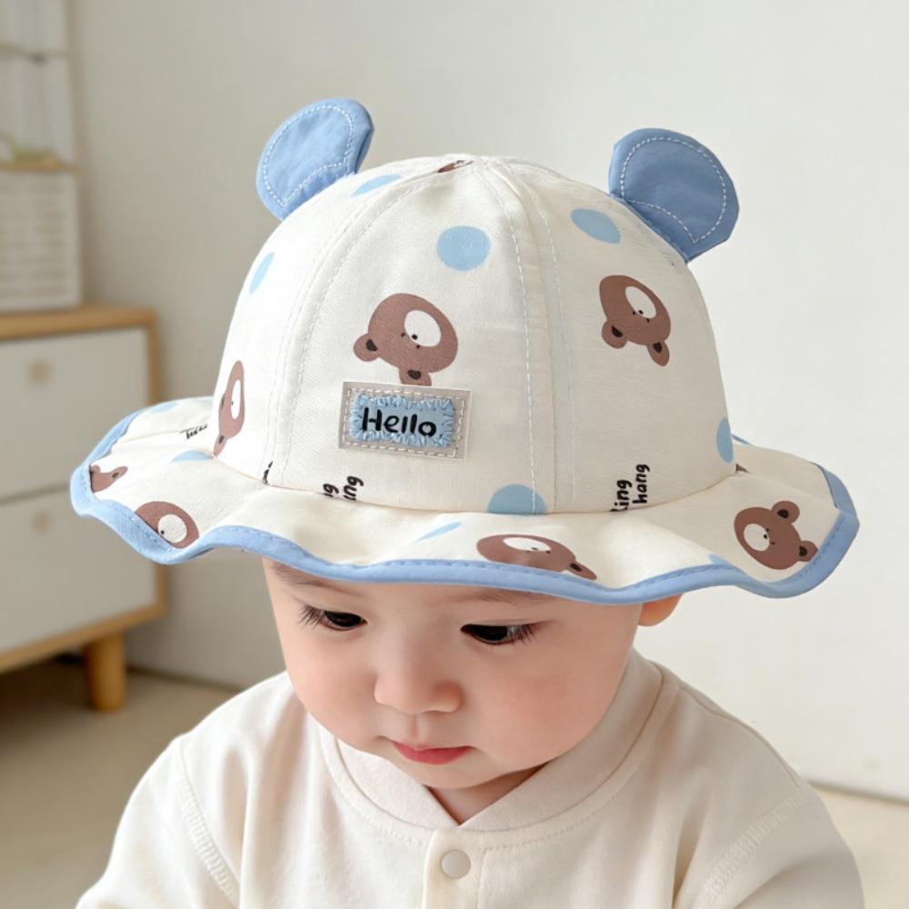 Bear Print Kids Sun Hat Cotton Infant Bucket Hat New Toddler Bucket Hat Children