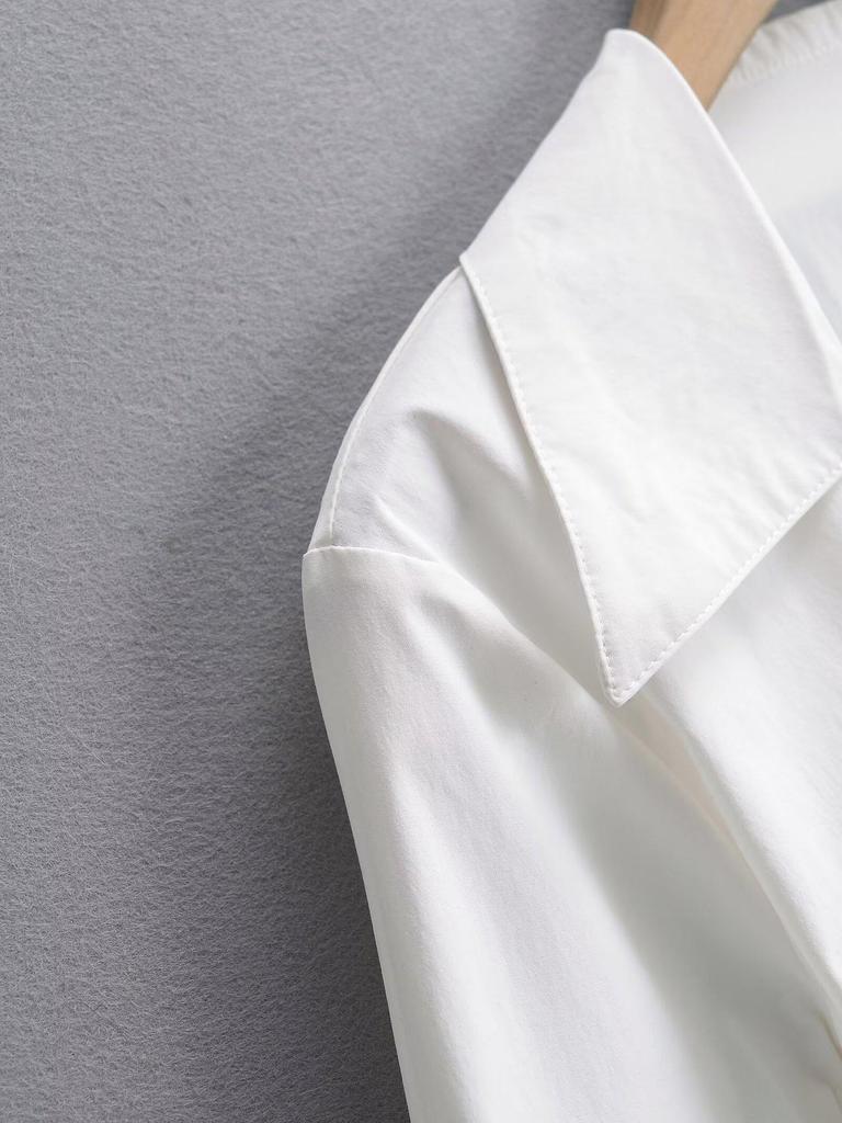 White V-Neck Slim-Fit Women's Sexy Short-Sleeved Shirt