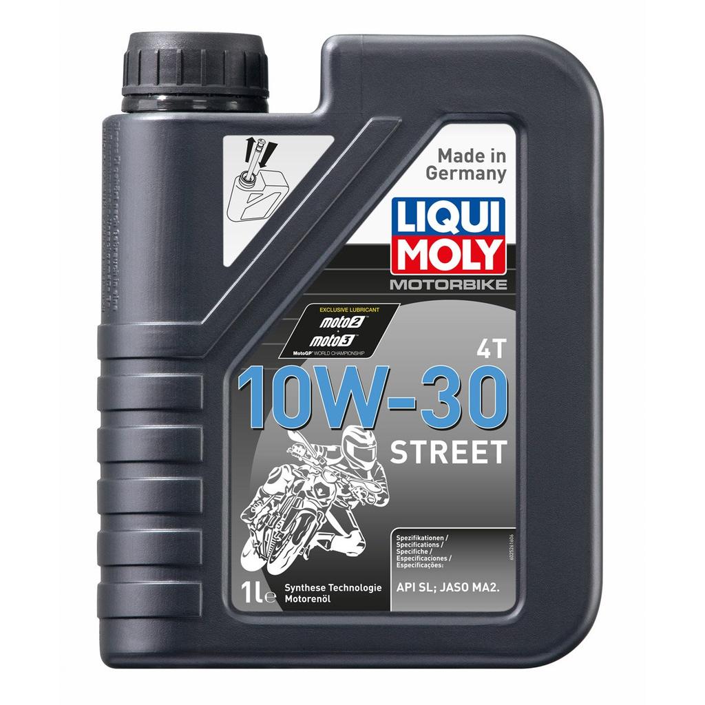 LIQUI MOLY 10W-30 Street for Motorcycles, Hydrogenated Synthetic 10W-30, 1754