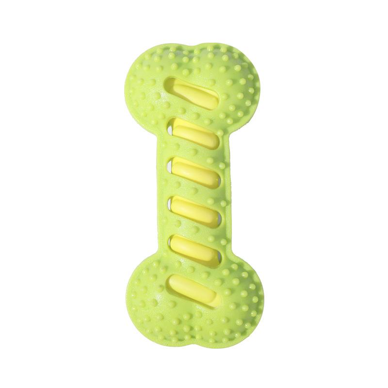 Durable Rubber Bone Dog Chew Toy, Interactive Squeaky Pet Teething Toy for Medium Large Dogs, Non-Toxic Bouncy Training Toy
