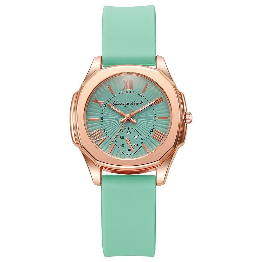 

Fashion Watch Women S Simple Quartz Watch Temperament Watch Silicone Strap Student Watch м ята зелений колір