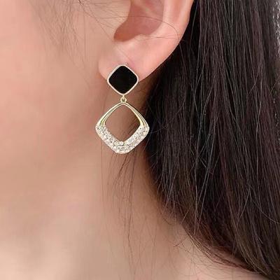 Painless Mosquito Coil Ear Clips Simple Luxury Geometric Rhinestone Shaped Earrings Wihtout Pierced