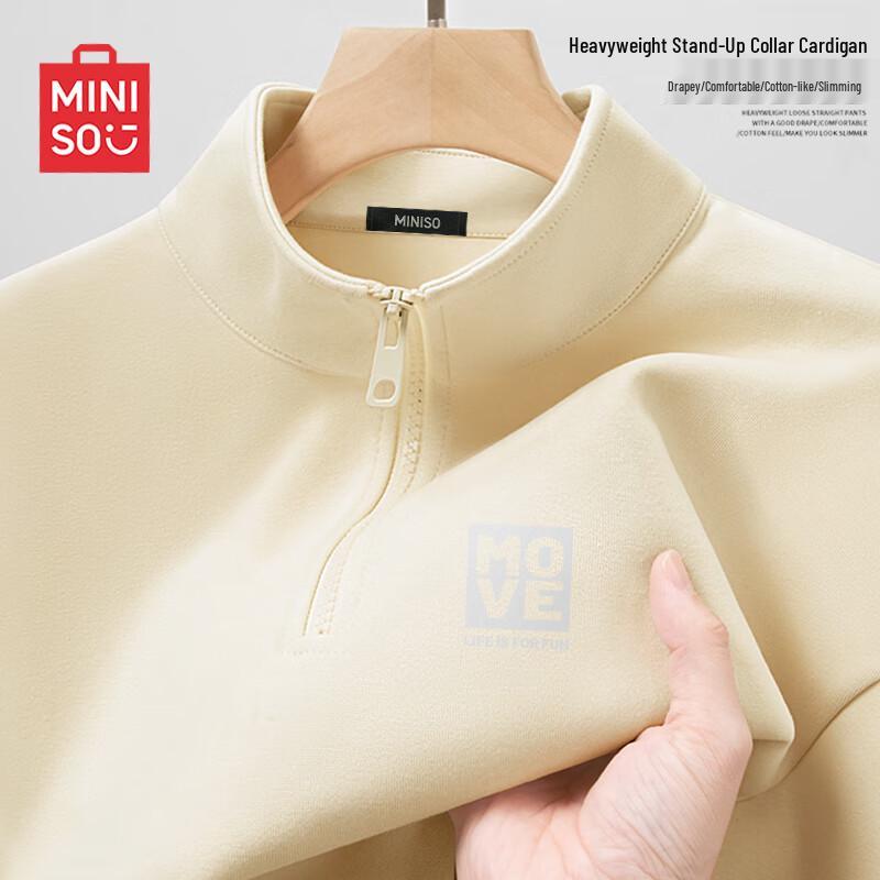 

MINISO Men s Casual Half-Zip Stand Collar Sweatshirt 3XL