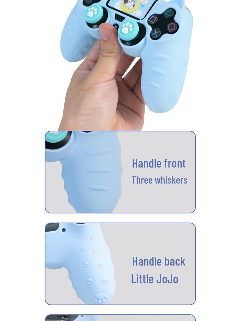 Cartoon Cute Silicone PS4 Controller Case with Joystick Caps, Stickers & Anti-Dust Ring