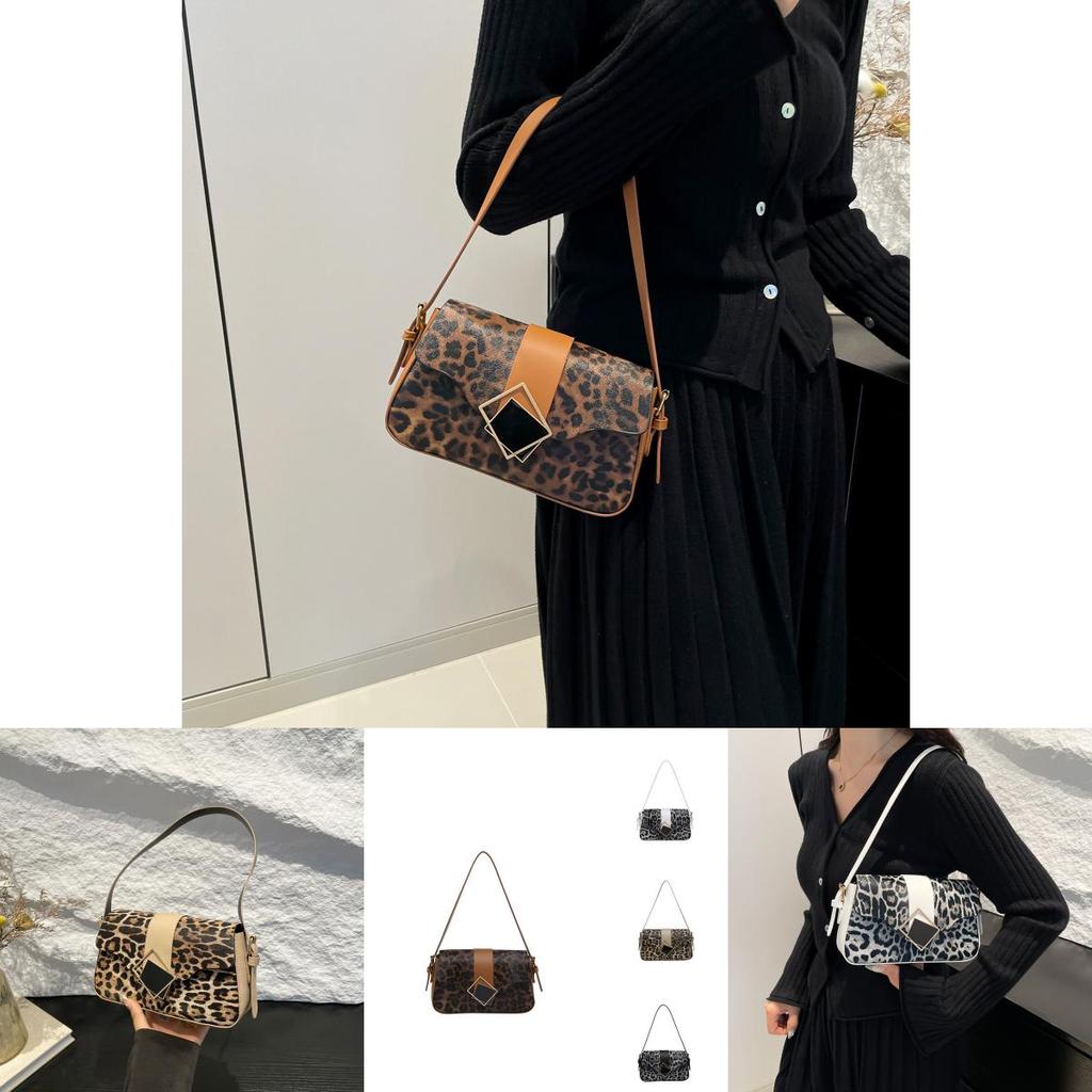 Fashionable Pu Leopard Print Handbag For Women In Elegant Black White Khaki Brown Shades