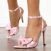 Fashion Liyke Summer Fashion Polka Dot Butterfly Knot High Heels Gladiator Sandals Women Peep Toe Buckle Strap Party Prom Ladies Shoes