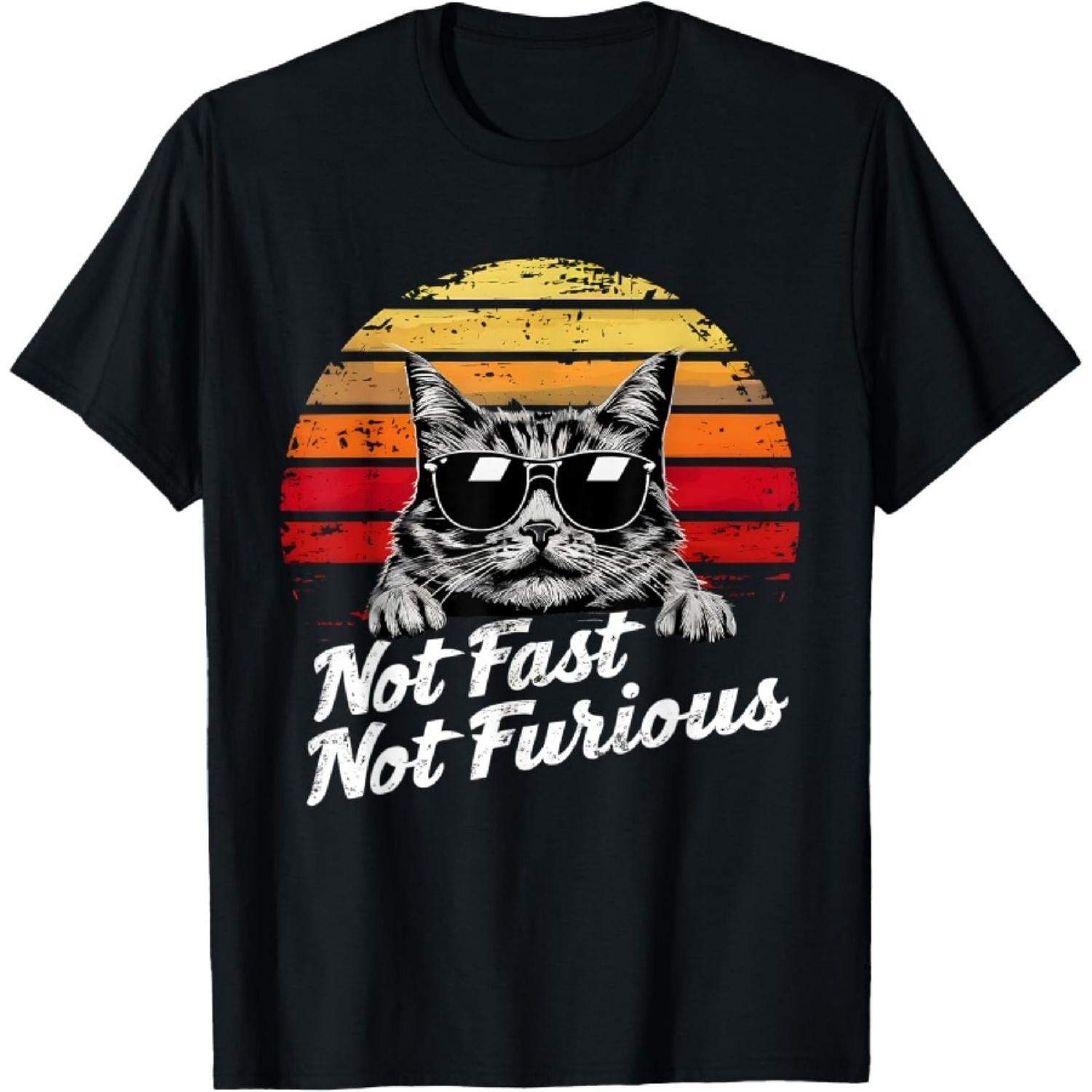 Not Fast Not Furious Lazy Relaxed Cat Cat Lover T-Shirt1 S