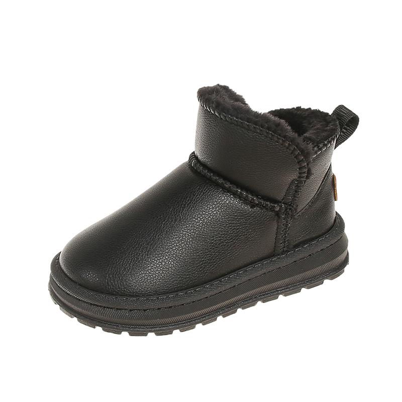 

Boys Girls Winter Kids Snow Boots Ankle Slip-on Classic Soft Kids Shoes Warm Thick Plush Cotton Children Rubber Boots 37 чорний