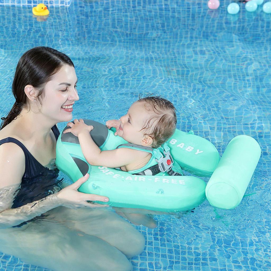 Man Bao Inflatable Baby Swimming Ring with Sunshade, Padded Underarm Vest for 0-3 Year Olds