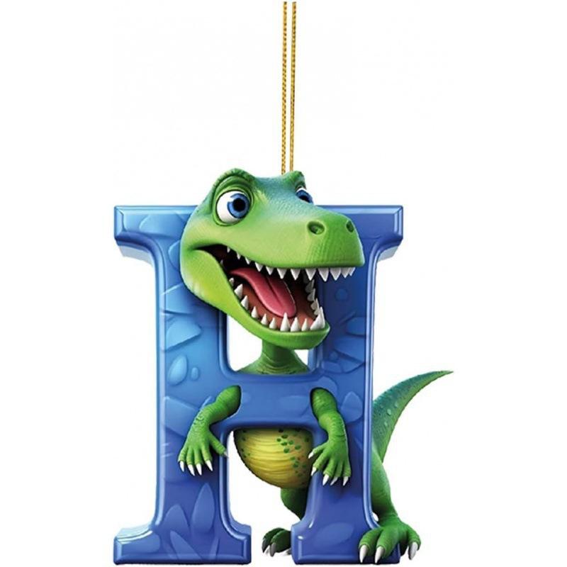 1ks vánoční dinosauří ozdoby 26 písmen kreslený přívěsek 2D plochý akrylový materiál dinosauří figurky závěsná vánoční párty dekorace, ideální pro domácnost