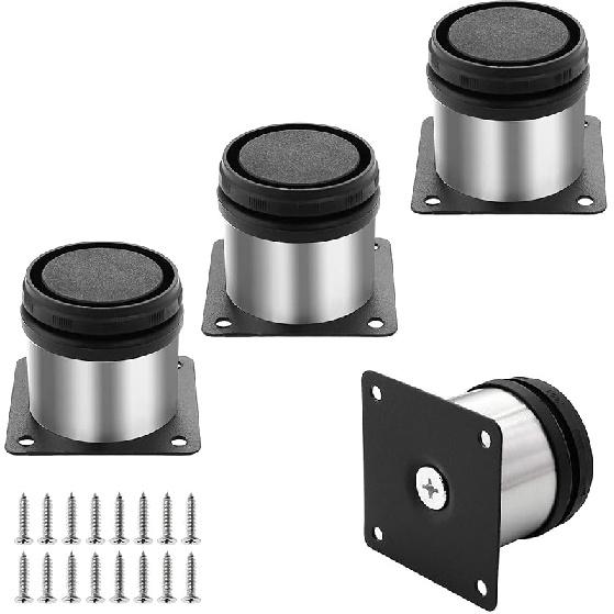 4 Pack Adjustable Furniture Legs Round 2" Dia Thickened Stainless Steel Sofa Shelves Table Kitchen Adjustable Feet 8" Height