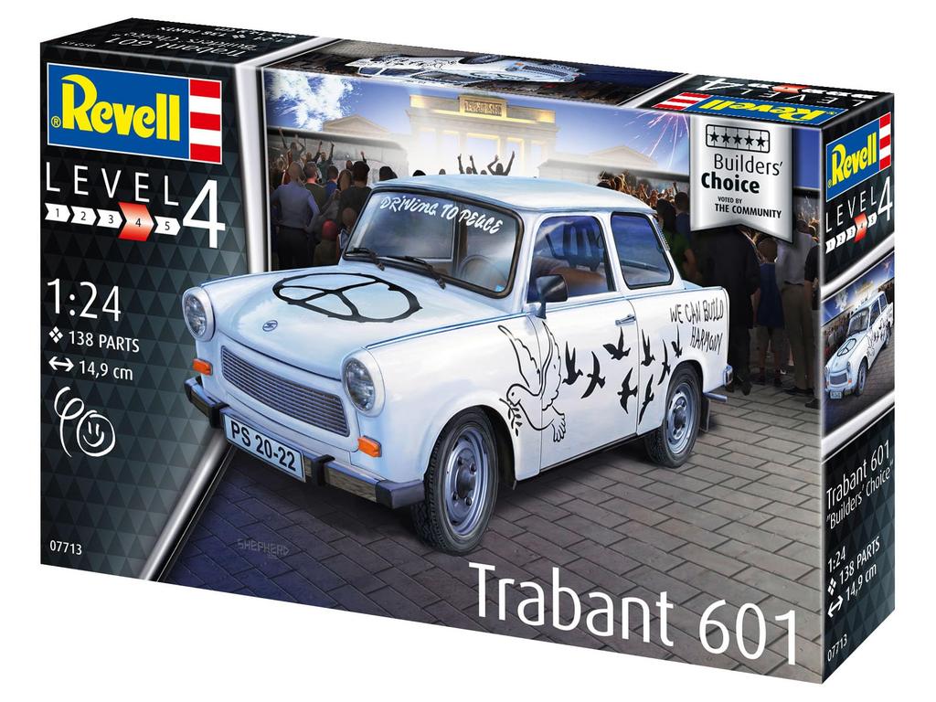 Plastikový model Trabant 601S německé úrovně Choice 07713 v měřítku 1/24.