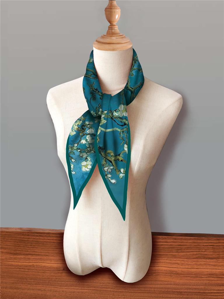 2023 Van Gogh Oil Painting Diamond Scarf Woman Fashion Silk Scarf Luxury Bandana Headband Hijab Foulard Neckerchief Shawl