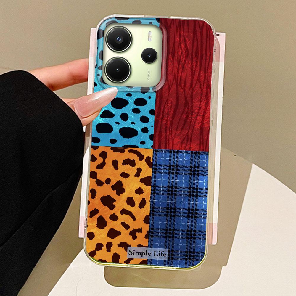 

Ретро Четырехцветный Леопардовый Чехол для Телефона для Xiaomi Redmi Note 14 13 12 11 11S 10 10S 8 9 Pro 15C 9C 13C 14C A3 A3X 9C A1 Обложка Redmi A2 белый