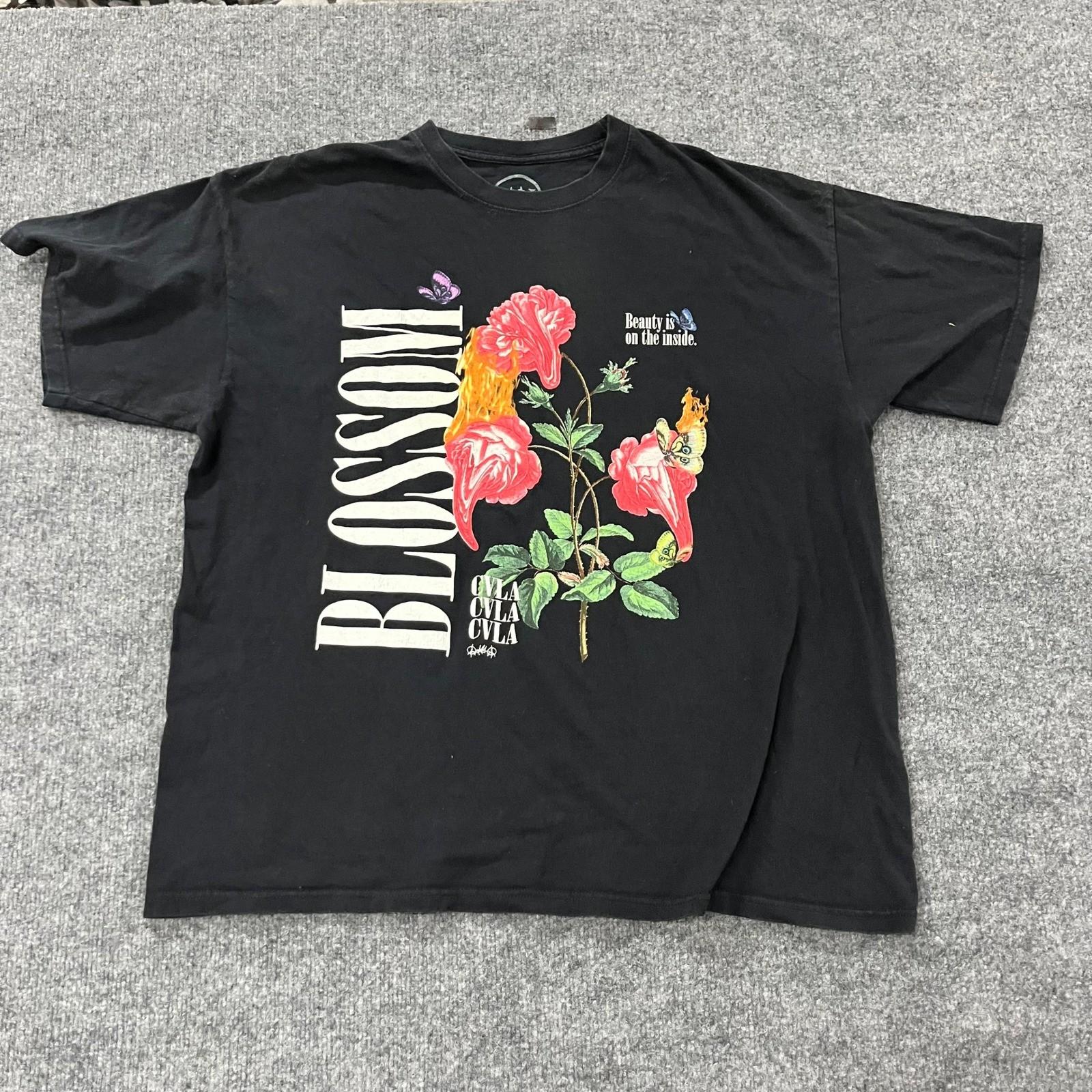 T-ShirtCVLA T-Shirt Mens Size XXL Black Blossom Floral Graphic Butterfly Streetwear Tee L