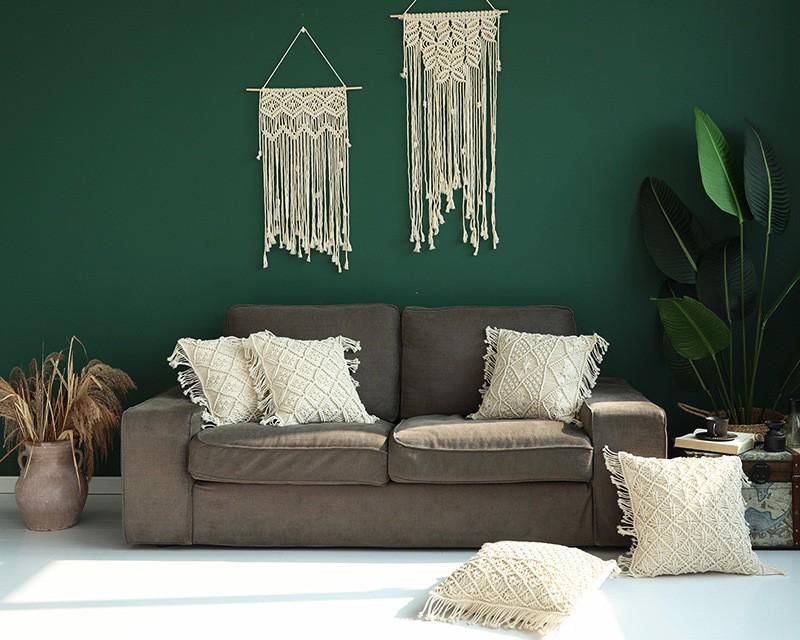 Handmade Cotton Rope Woven Lumbar Cushion Cover for Sofa