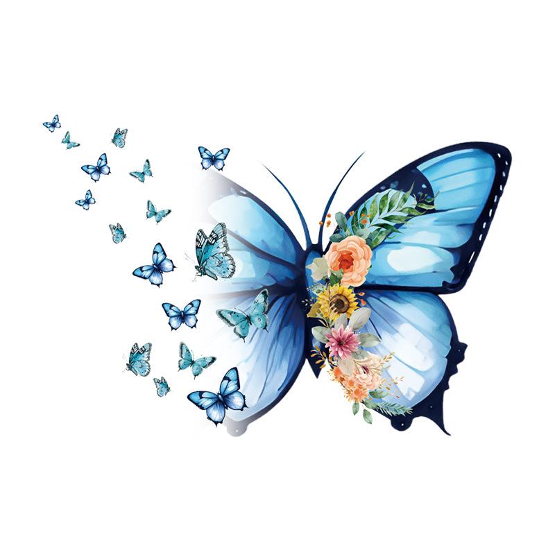 

Butterfly Flower Wall Stickers, Self-Adhesive Removable Decals for Bathroom Toilet, Wardrobe, Bookshelf Background Wall Decor 30x30cm разноцветный