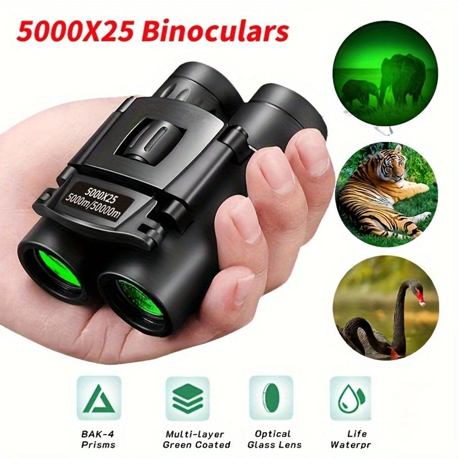5000x25 HD Zoom BAK4 Telescope Portable Powerful Folding Low Light Binoculars Long Range for Hunting Camping Hiking Outdoor