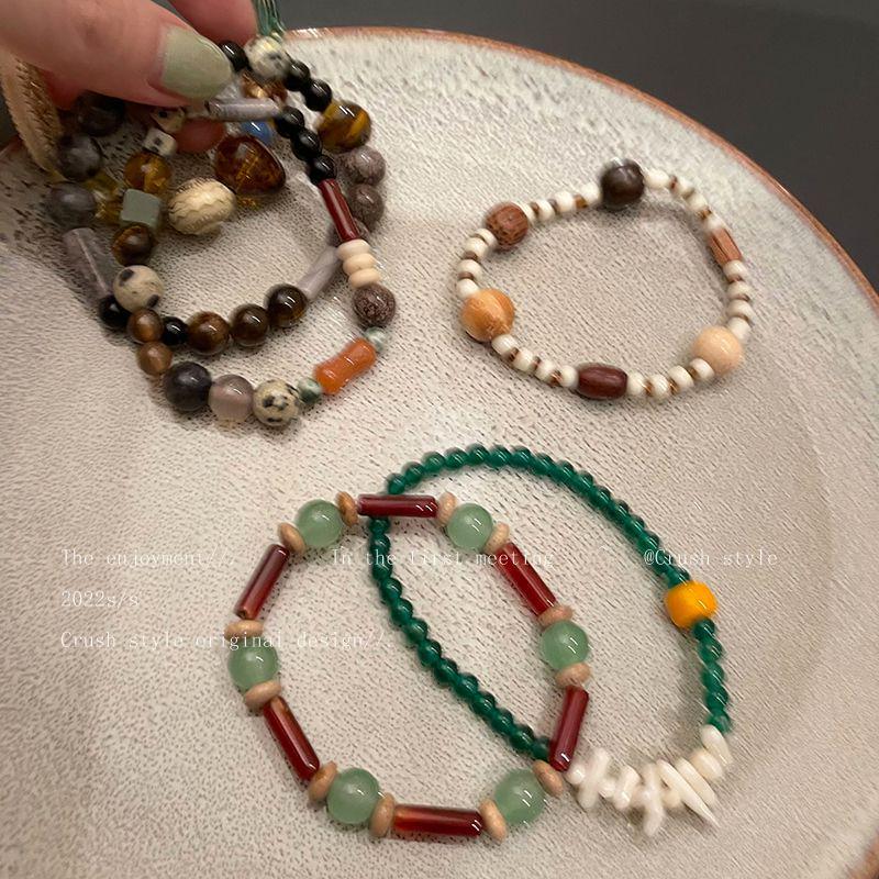 Handmade High-End Retro Tibetan Bead Bracelet with Natural Stone, Chinese Ethnic Style.