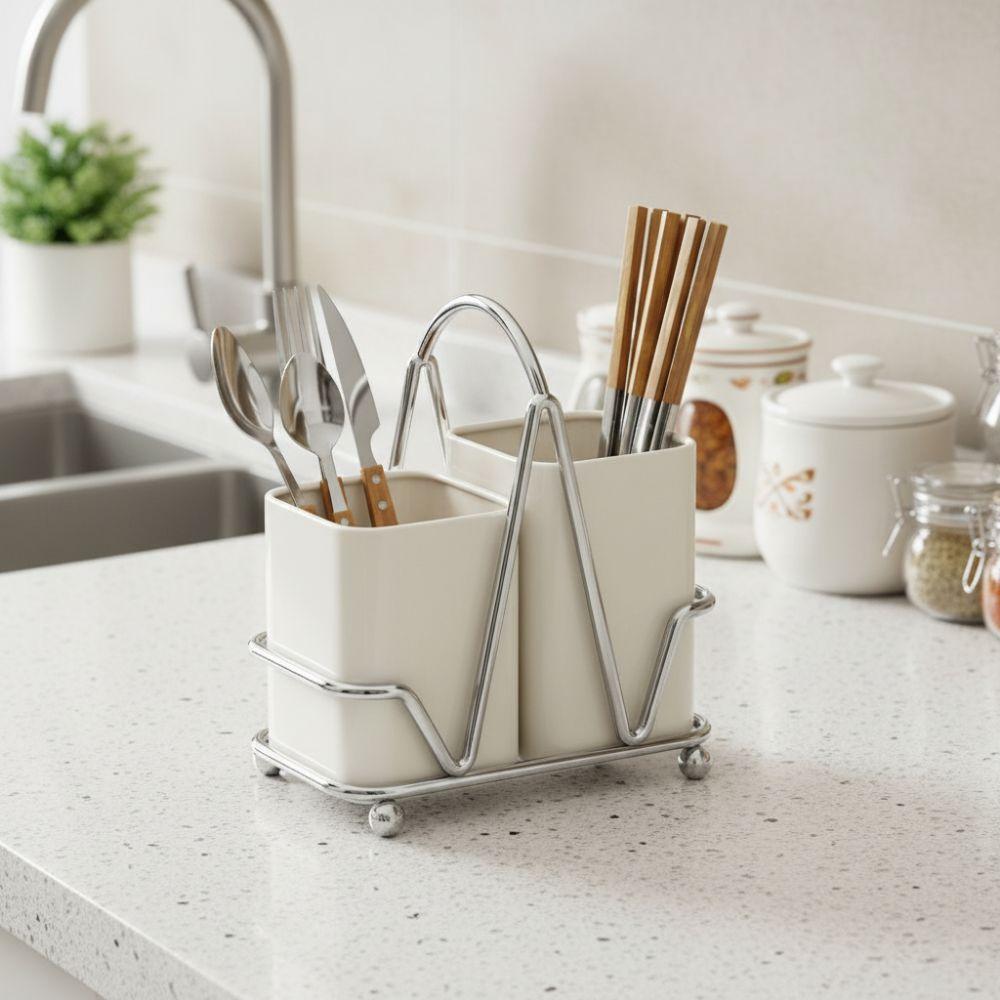 Carbon Steel Cutlery Storage Rack Countertop Type Utensil Holder Cutlery Organizer Kitchen