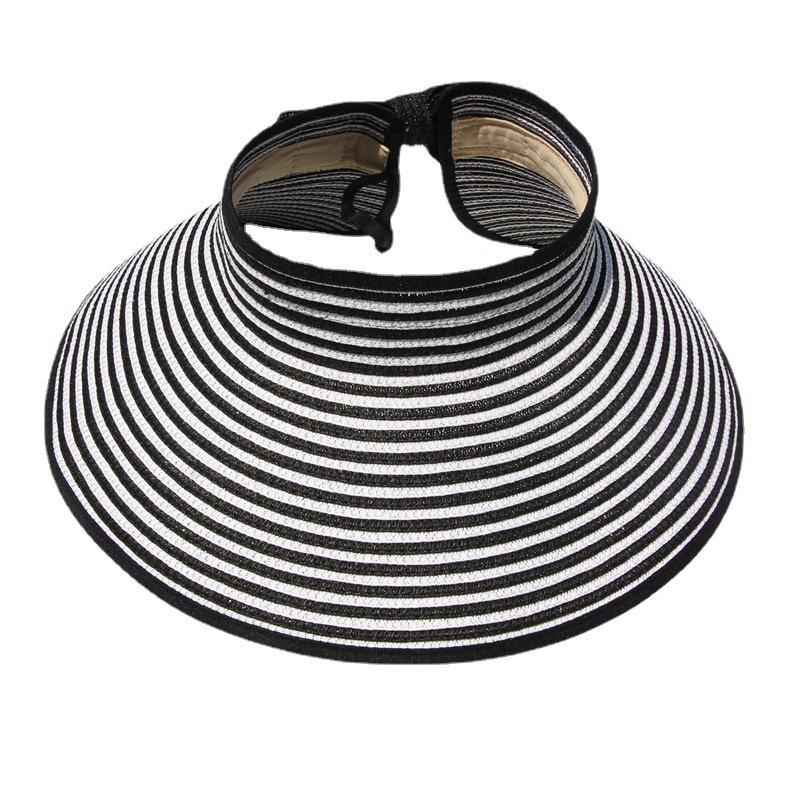 Women's Summer Hat Large Brim Foldable Breathable Empty Top Sun Hat Beach Accessories Outdoor Casual Sunshade Sunhat Visor New