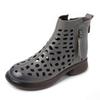 Fashion GKTINOO 2025 Summer Ankle Boots Genuine Leather Shoes Women Mid Heels Sandals Side Zip Boots Cutout Breathable Mujer Zapatos