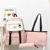 Three-Piece Backpack Set Color Contrast Large Capacity Student Schoolbag Women Backpack with Pen Bag