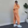 Autumn and Winter Women's Plus Size Solid Colour Lapel Long Sleeve Sweatshirt Fashion Casual Long Pants Suit