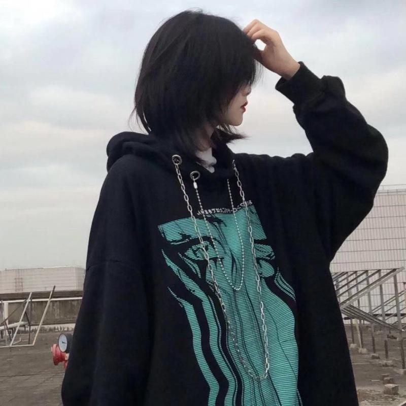 Y2k готический топ для женщин и мужчин толстовки унисекс ретро темный свитер пара — фото 6