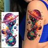 1 Sheet 3D Watercolor Universe Planets Temporary Tattoos For Men Women Long Lasting Waterproof Fake Tattoo Sticker Body Arm Art