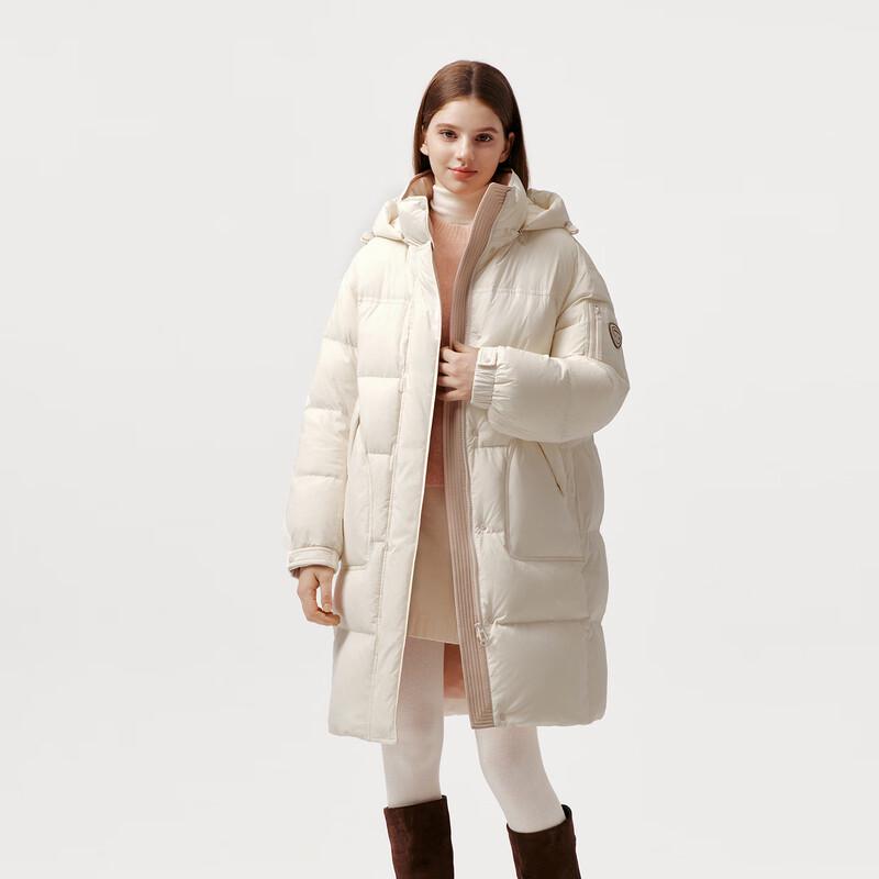 Tankboer Women's Mid-Length Detachable Hood Duck Down Jacket