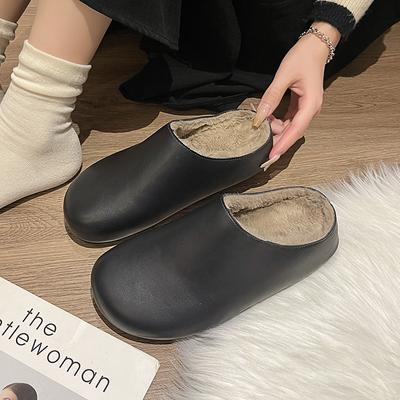 Fashion Women Flats Fur Slippers Home Cotton Shoes Winter 2025 Trend New Short Plush Warm Flip Flops Fashion Slingback Zapatillas Mujer