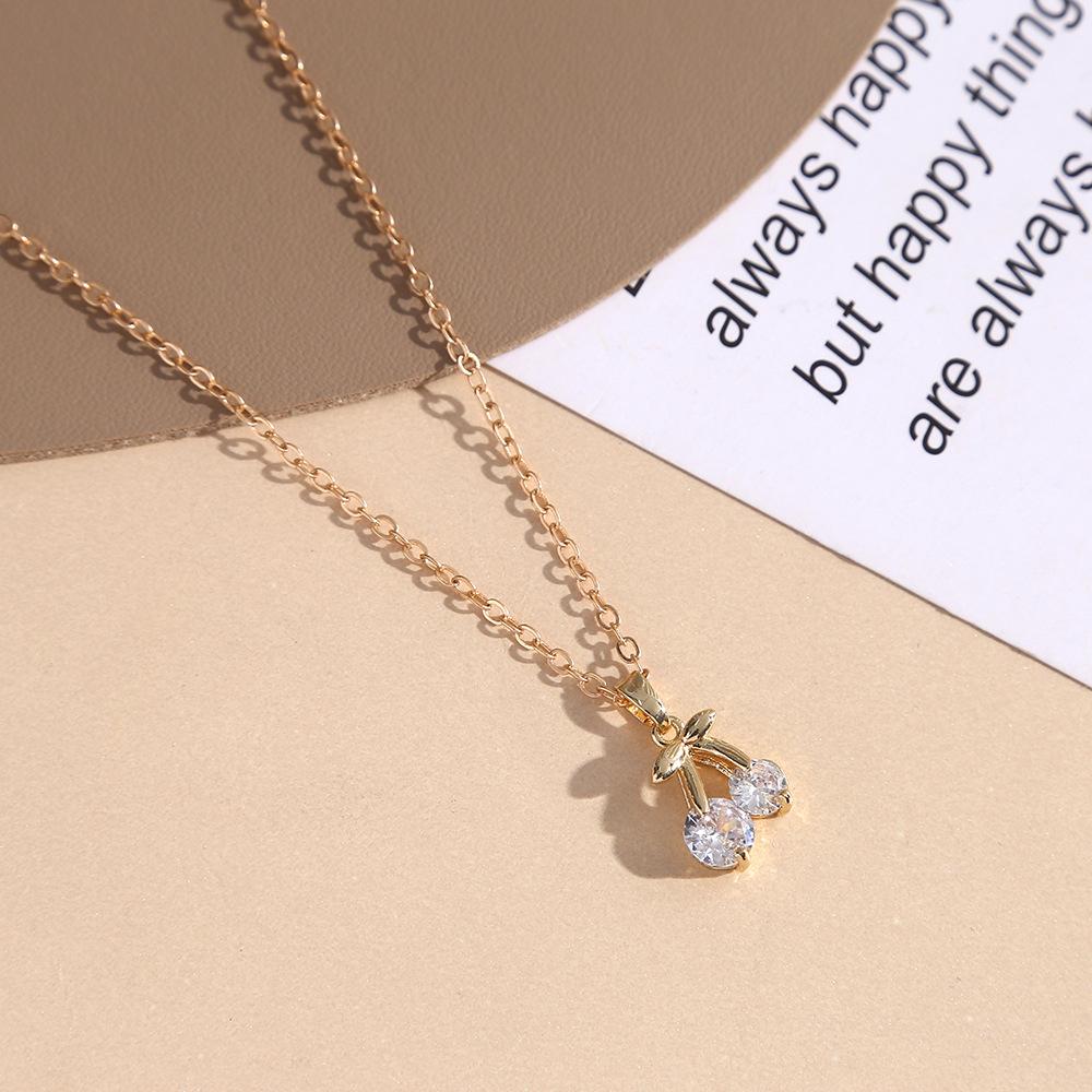 Copper Plated Zircon Cherry Pendant Diy Hair Accessories Necklace, Jewelry Accessories, Clothing Collarbone Chain Pendant