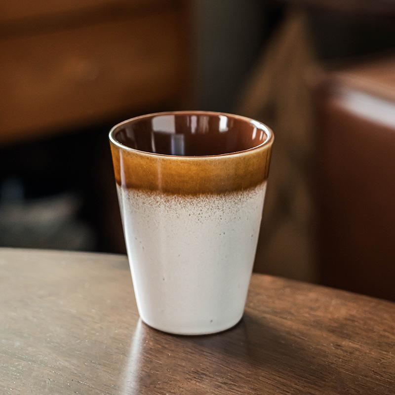 Ceramic Cup Retro Kiln Change Two-Color Cup Household Water Cup Tea Cup Restaurant Holding Coffee Cup Japanese Cup Without Handle
