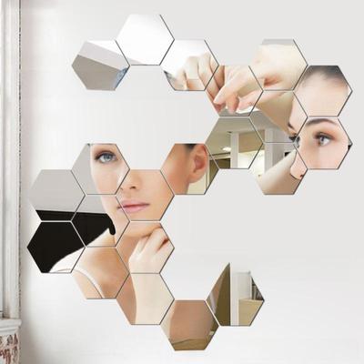 3D Hexagonal Mirror Wall Stickers 8x7cm, Non-Toxic, Eco-Friendly, Adhesive Backing