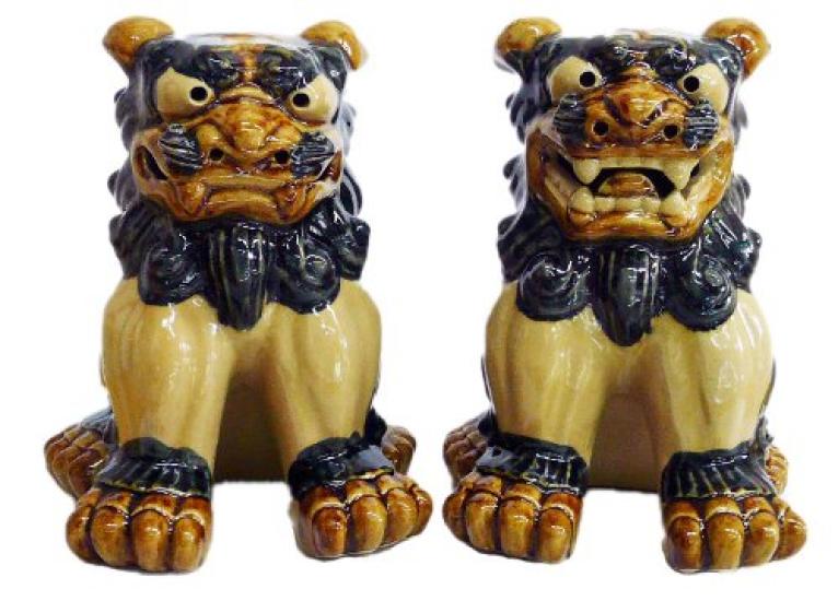 Extra Large Shisa White and Female Statues, High-Quality Finish, (Male Set)