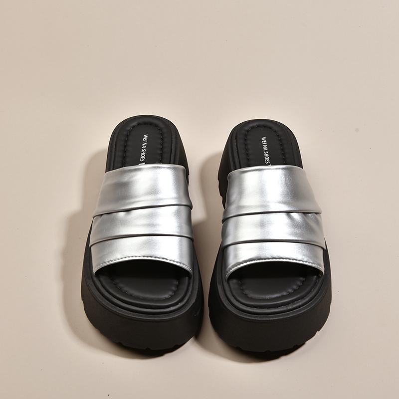 Summer Women Platform Thick Bottom Slippers Open Toe Slide Ladies Casual Beach Vacation Sandalias